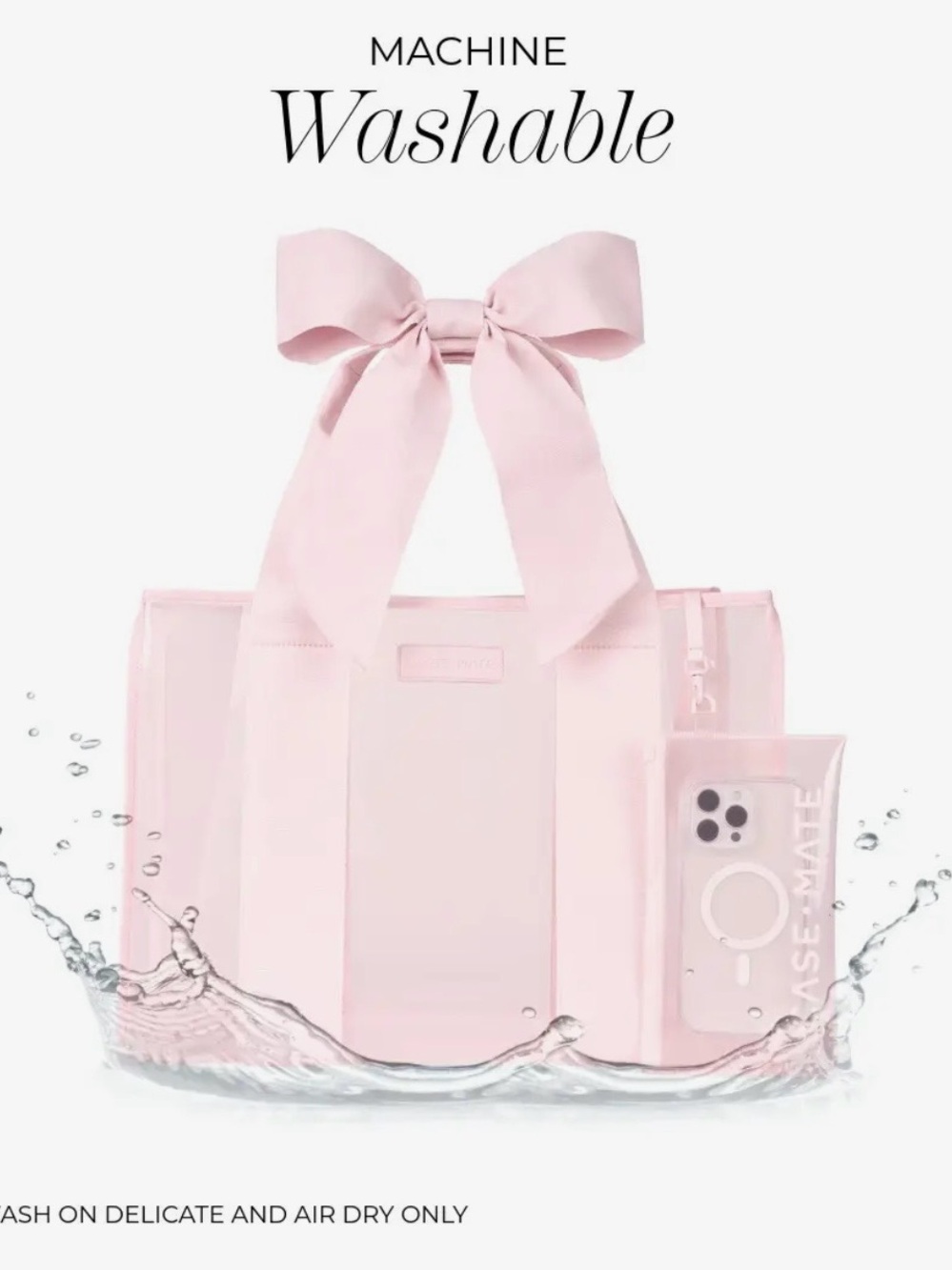 Case-mate Ballerina Pink Tote Bag with Bow - Picture 9 of 11